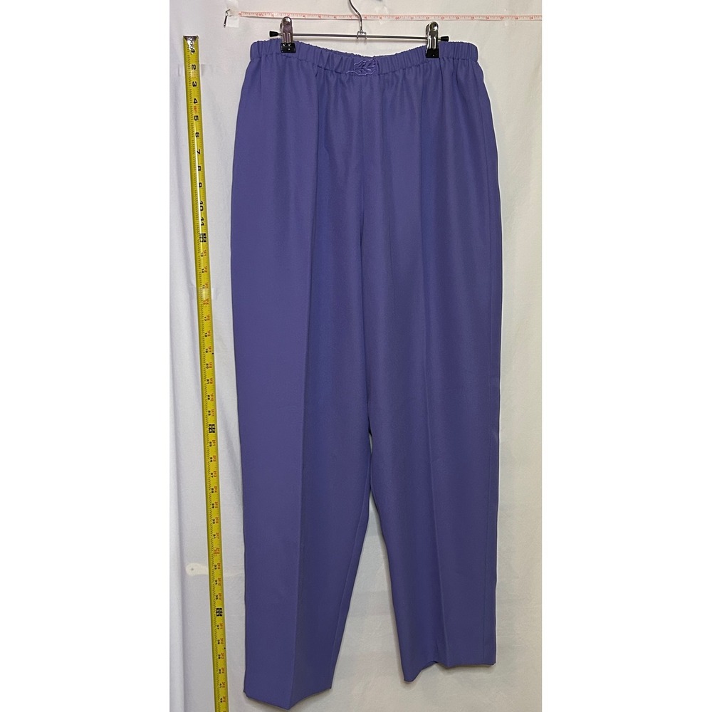 Women's Elastic Waist Pants Lavender Purple Embroidered‎ Leaf Detail Trousers